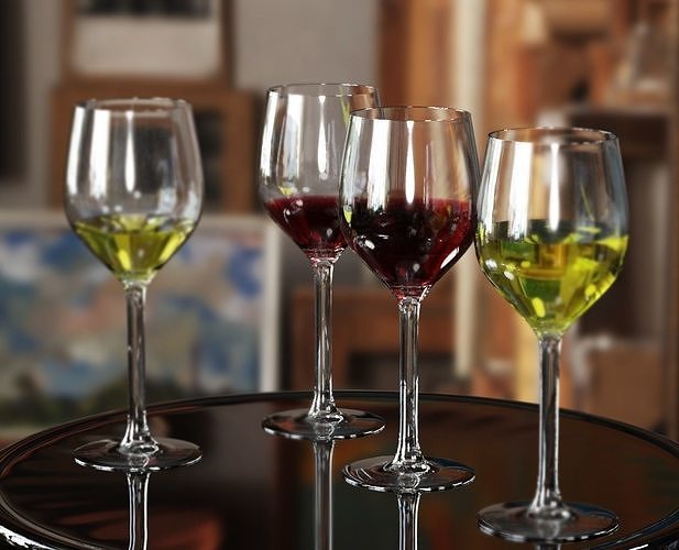 Wine Glass -Fully defined Low-poly 3D model