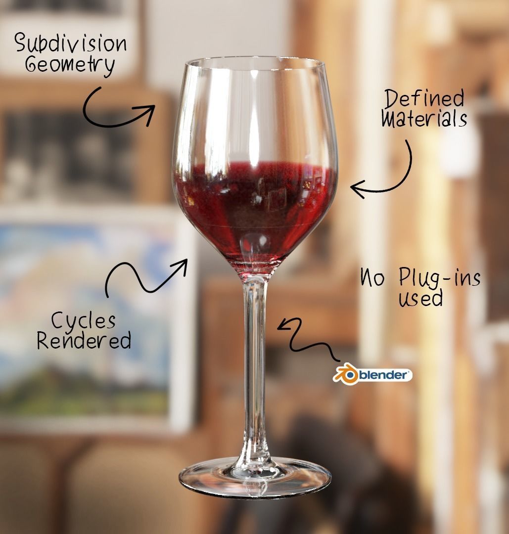 Wine Glass -Fully defined Low-poly 3D model_3