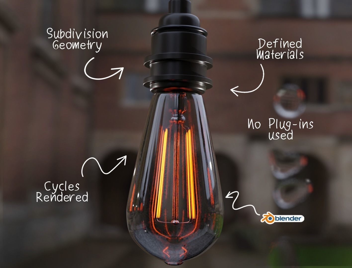 Filament Bulb - Fully defined Low-poly 3D model_4