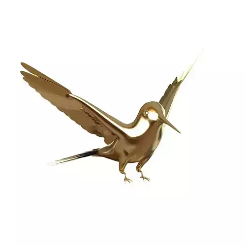 Hummingbird 3D print model golden bird flying 3D model