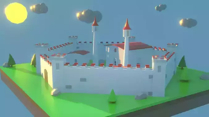 Low Poly Castle with roof
