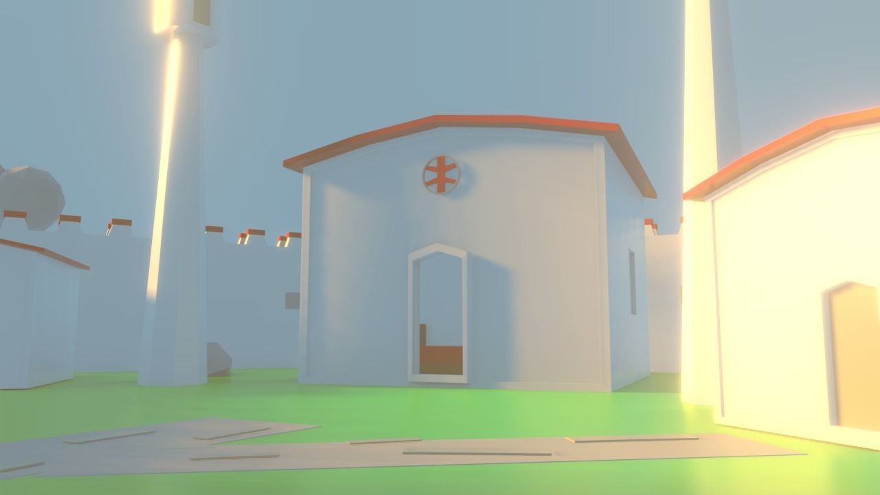 Low Poly Castle with roof Free low-poly 3D model_5
