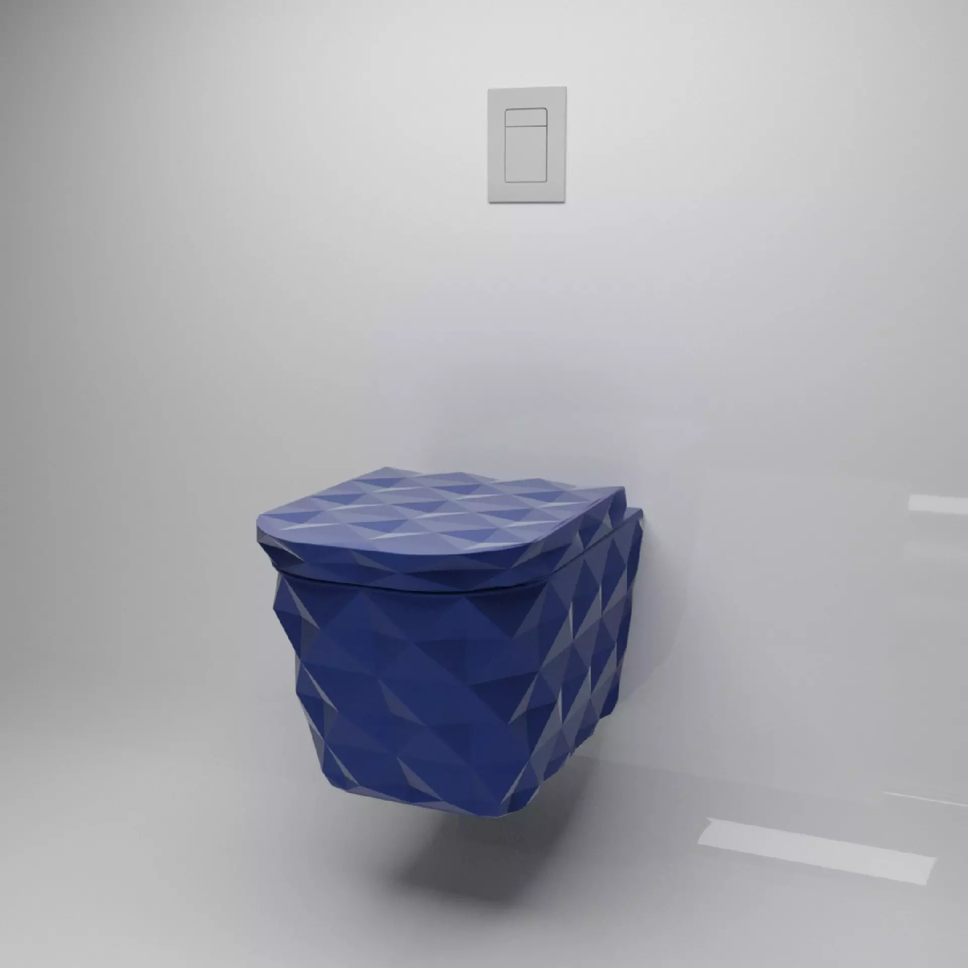 Ocean blue wall mounted toilet 3D model