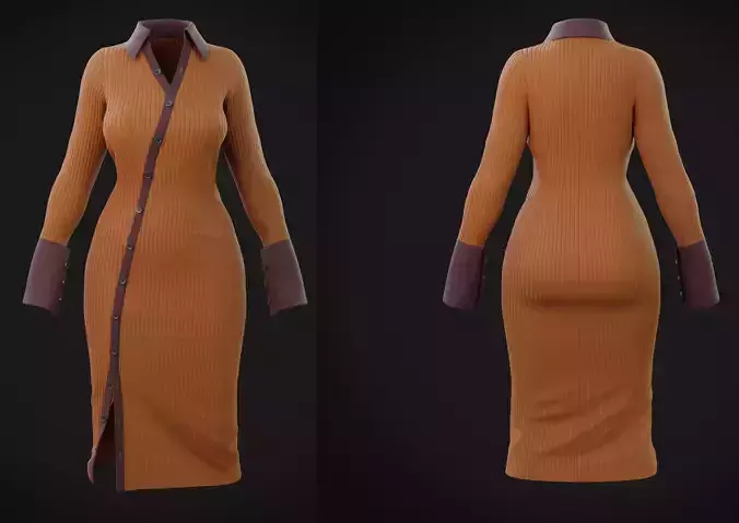 Bodycon Rib Knit Collar dress