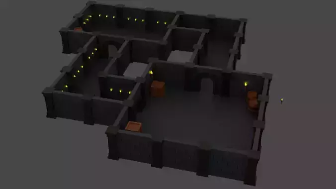 Low Poly Dungeon room in castle