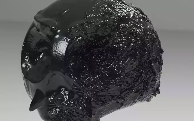 Fictional burnt monster skull with scar on the eye 3D model