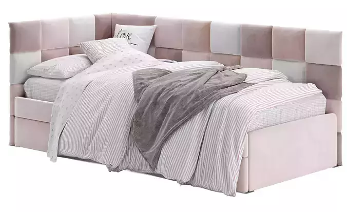 Corner bed with panels 3D model