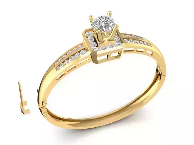 Elegant Square Solitaire Engagement Ring 3D Model 1639