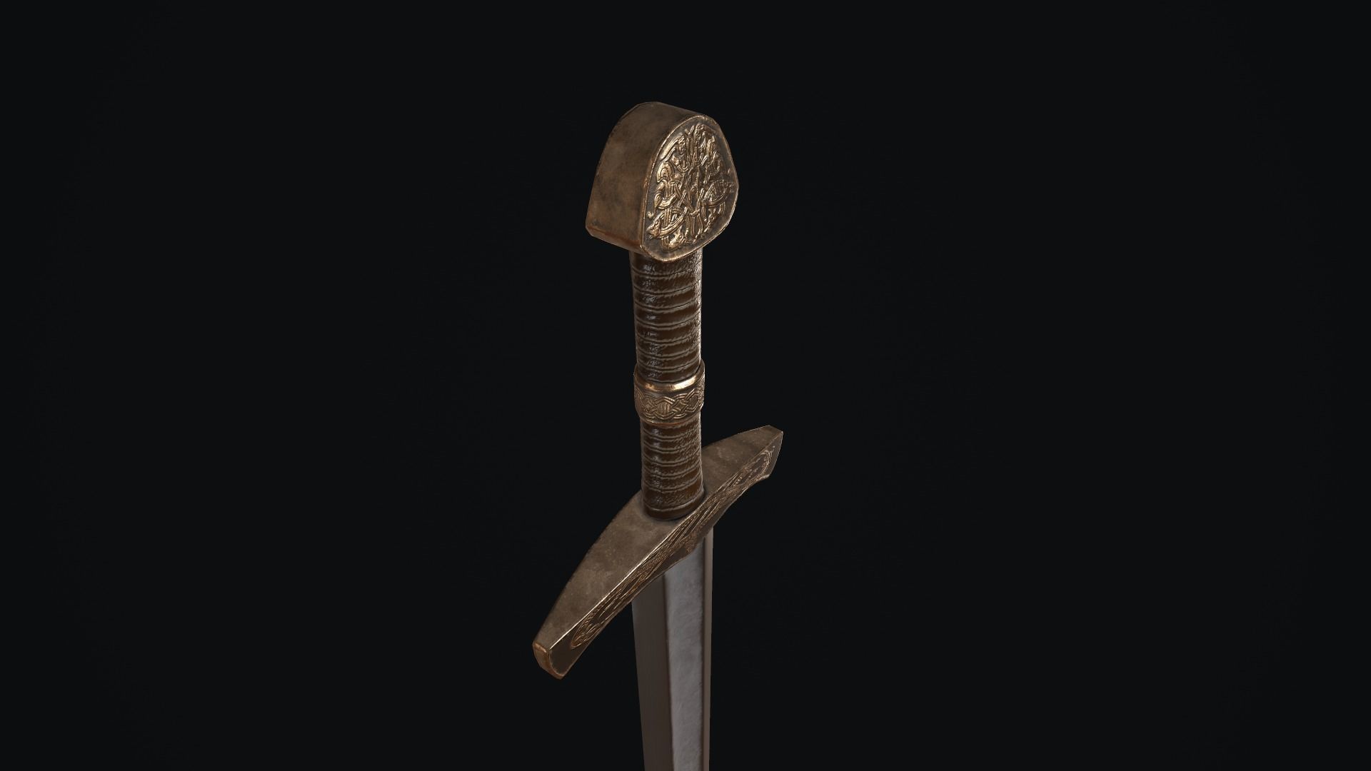 Sword medieval Low-poly 3D model_15