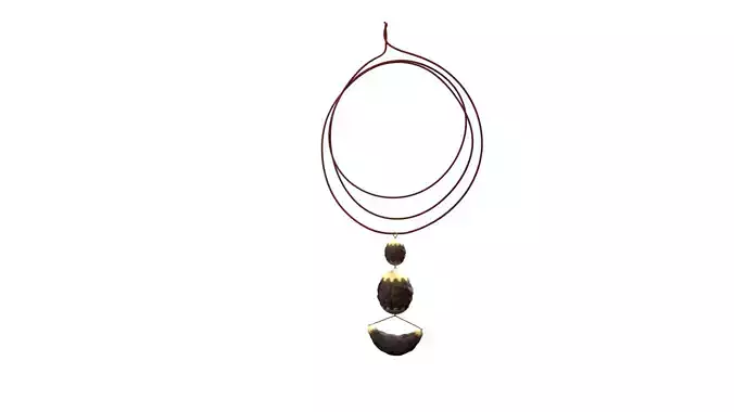Rudraksha pendant with cord Low-poly 3D model