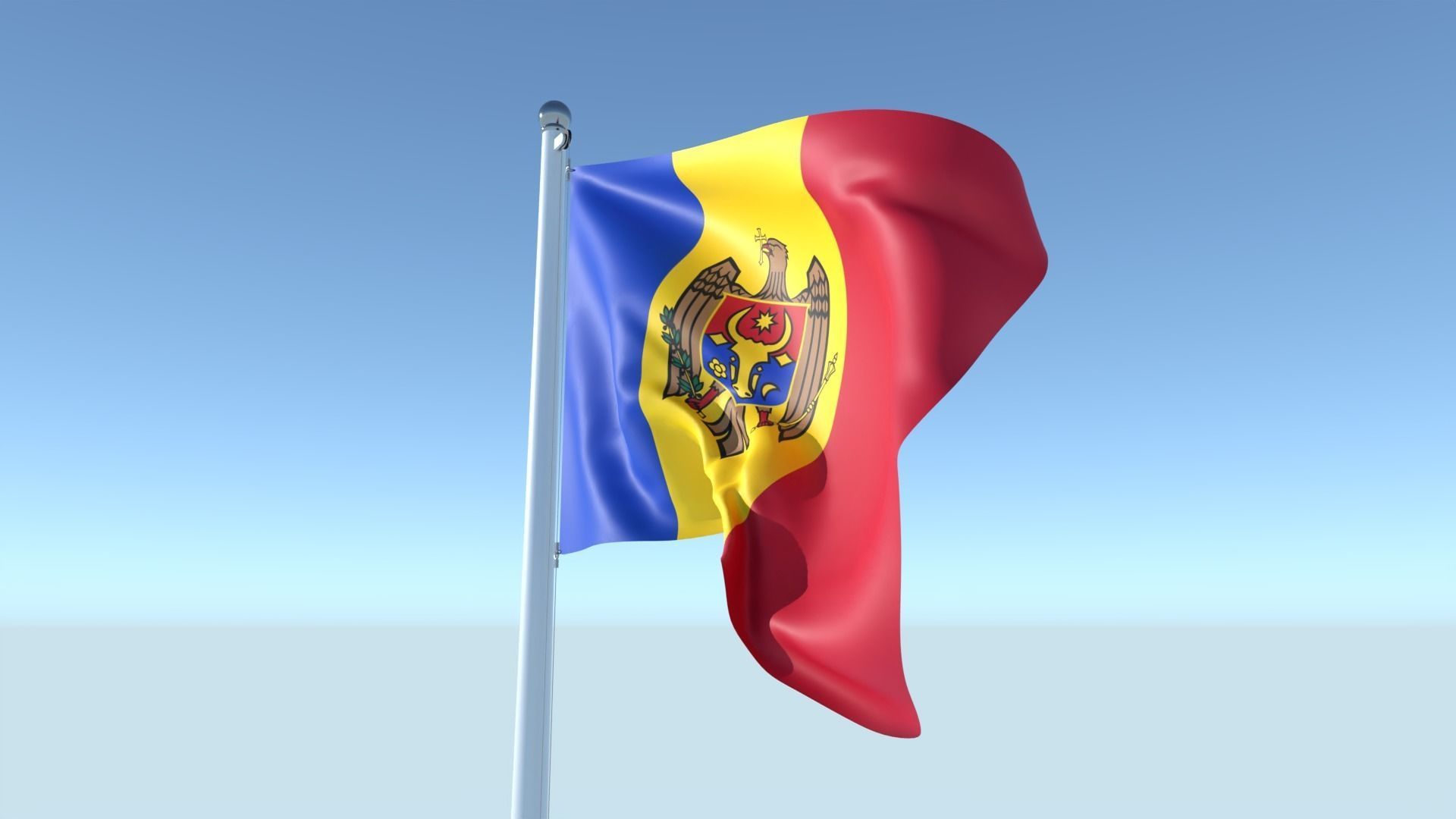 Animated Flag of Moldova Low-poly 3D model_6