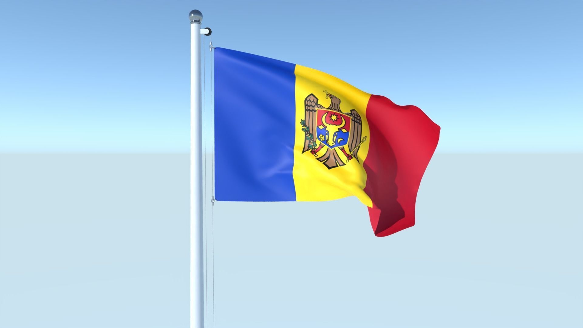 Animated Flag of Moldova Low-poly 3D model_1