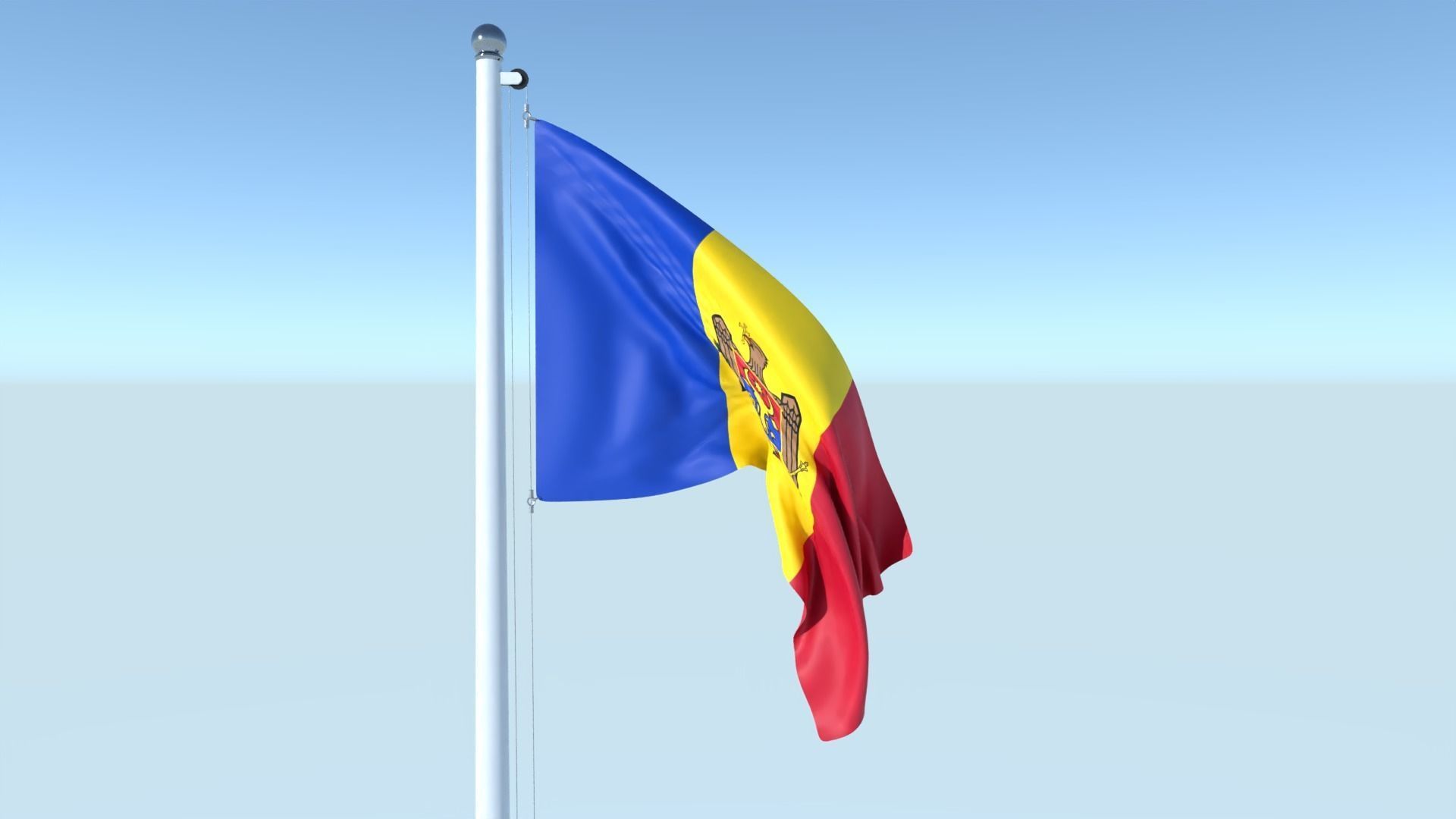 Animated Flag of Moldova Low-poly 3D model_2