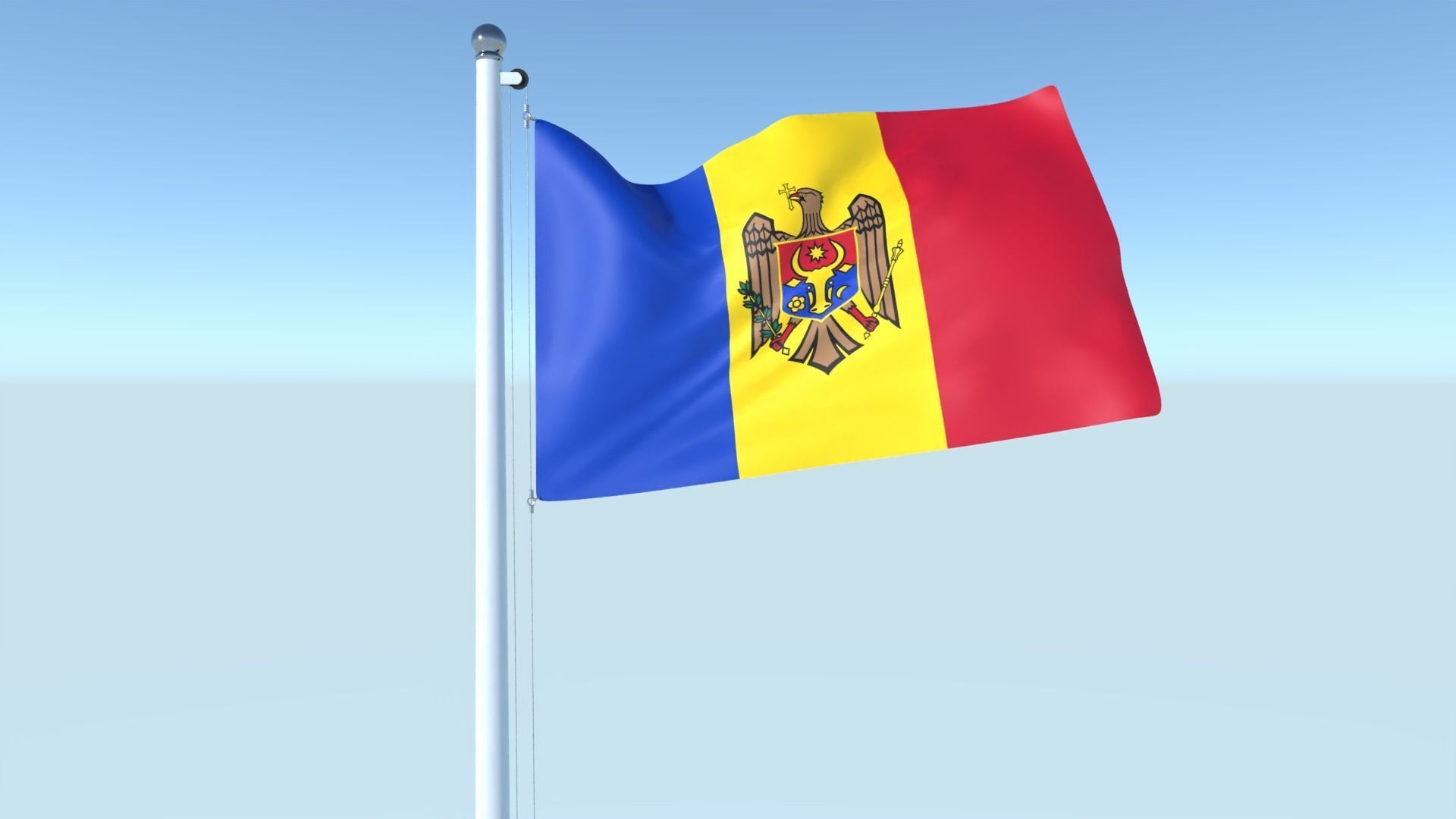 Animated Flag of Moldova Low-poly 3D model_3