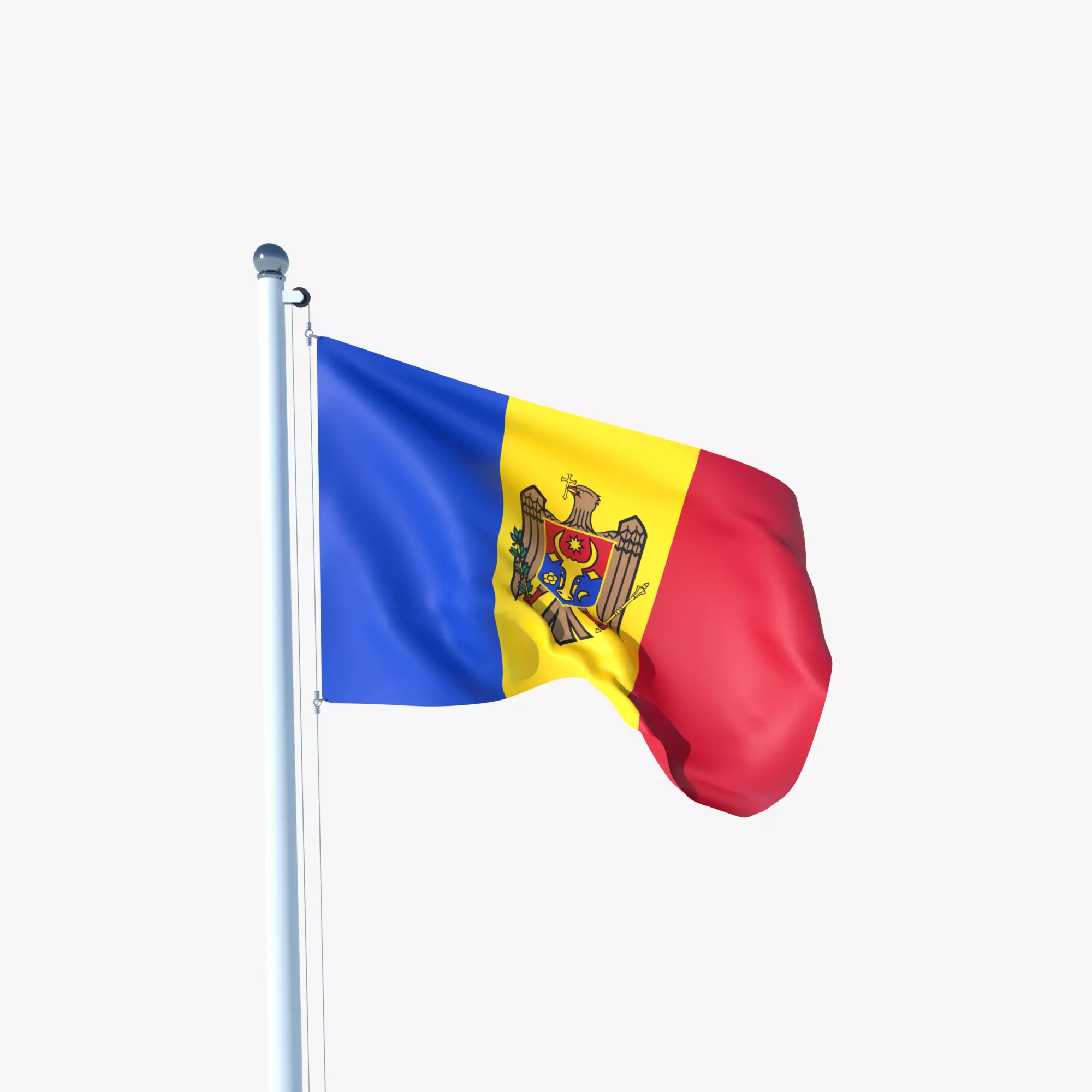 Animated Flag of Moldova Low-poly 3D model_0
