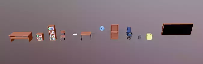 Low Poly Stylized Classroom Assets Low-poly 3D model