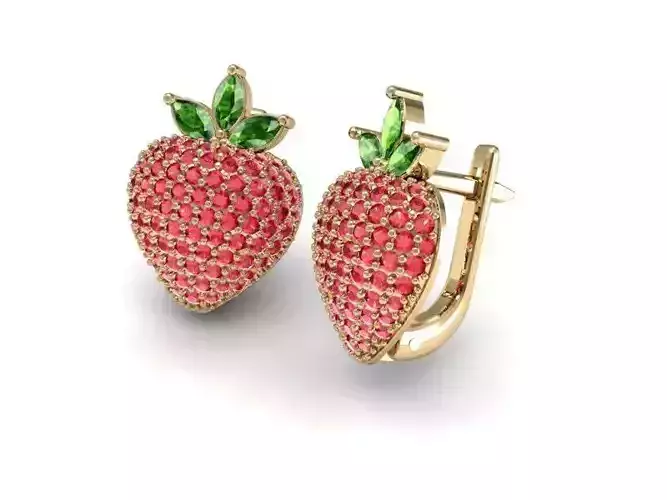 Strawberry earrings ready for 3d print