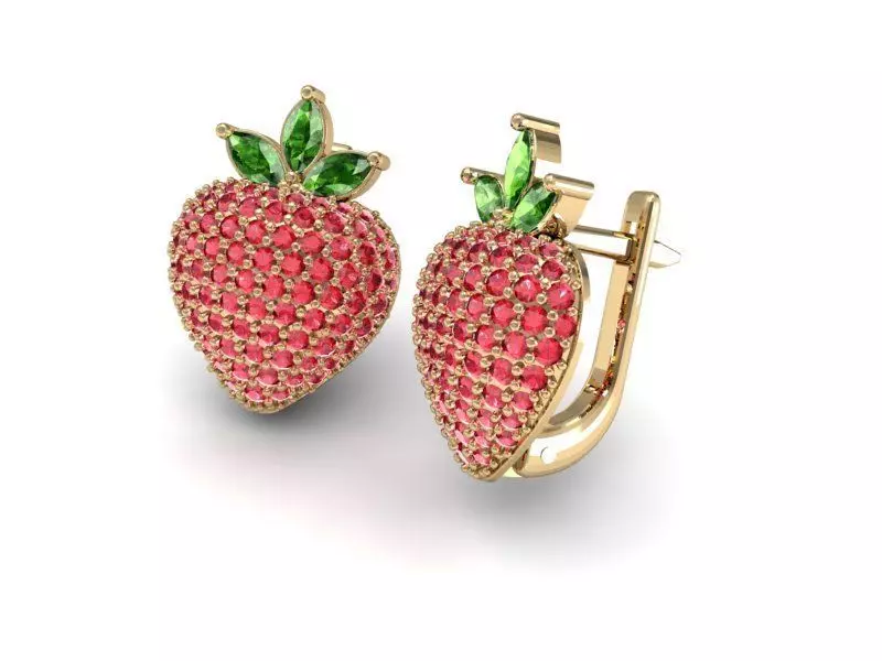 Strawberry earrings ready for 3d print 3D print model