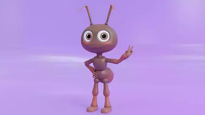 Cartoon Ant fully Rigged Low-poly 3D model
