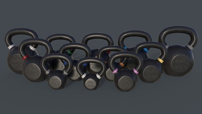 PBR 4-40KG Kettlebell - V2 Low-poly 3D model