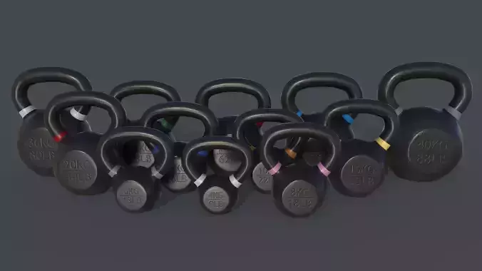PBR 4-40KG Kettlebell - V2 Low-poly 3D model