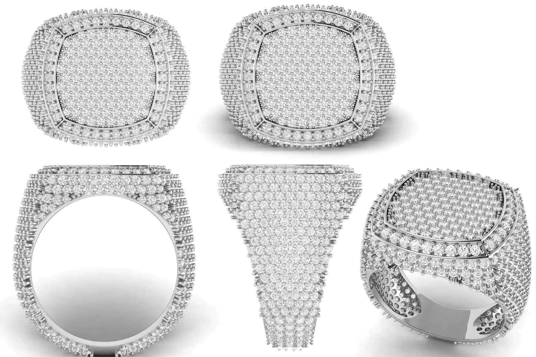 Cushion Shape Champions Diamond Ring  3D print model_0