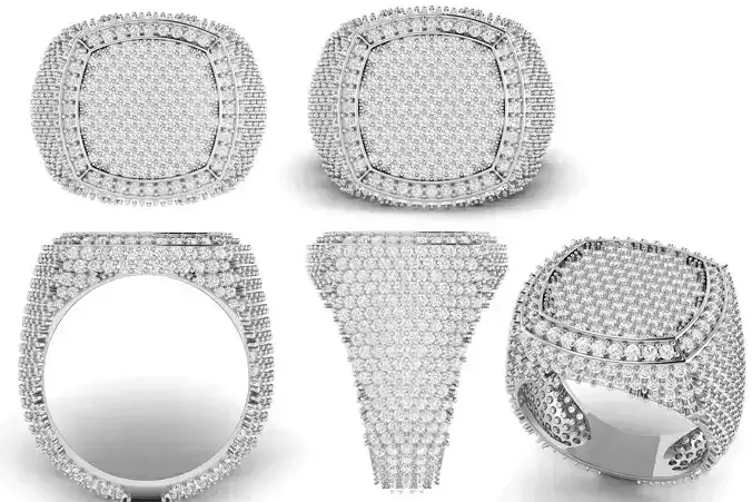 Cushion Shape Champions Diamond Ring  3D print model
