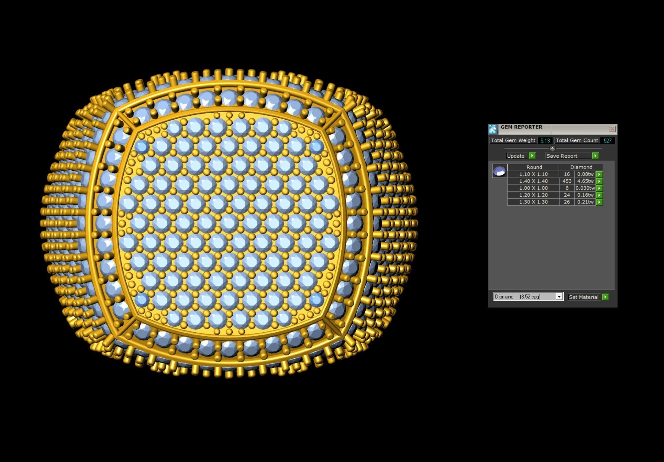 Cushion Shape Champions Diamond Ring  3D print model_7