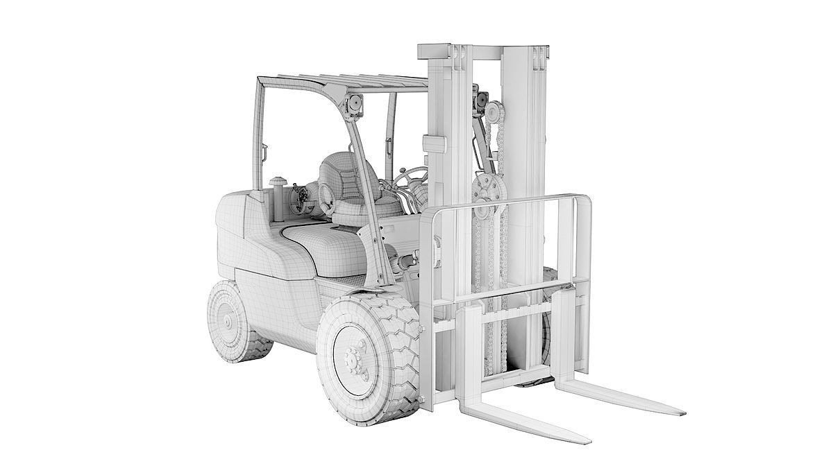 Cat Forklift Manual Loader and Carts Kit BLENDER 3D Model Cycles 3D model_1