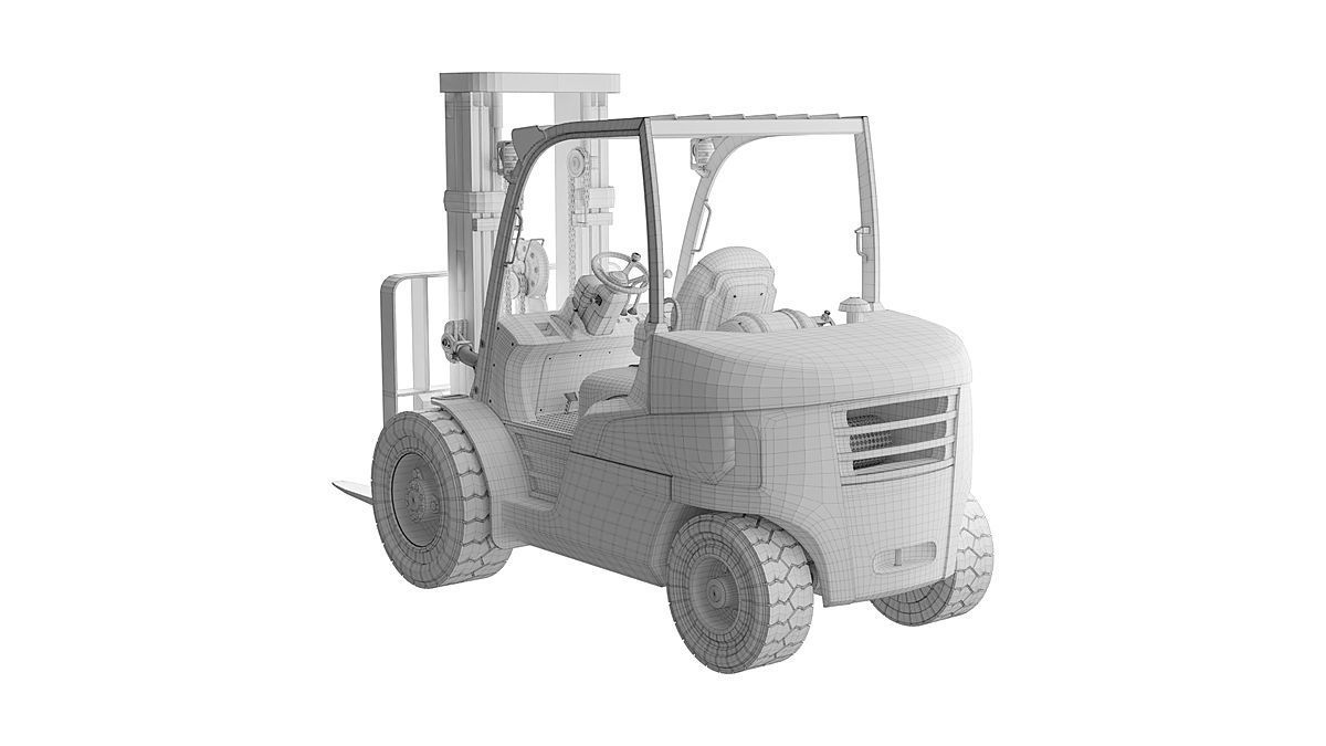 Cat Forklift Manual Loader and Carts Kit BLENDER 3D Model Cycles 3D model_2