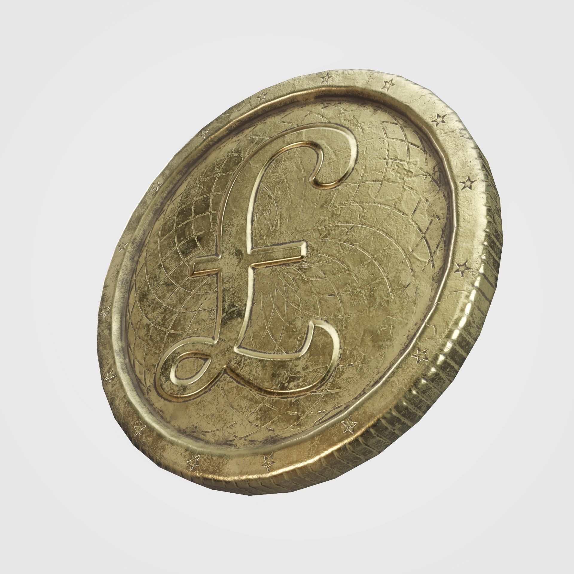 Old Gold Coin with 10 different PBR textures and 3 color Low-poly 3D model_12