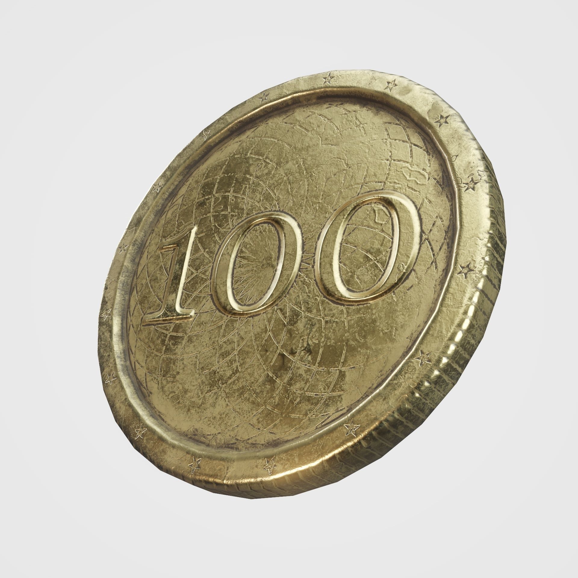 Old Gold Coin with 10 different PBR textures and 3 color Low-poly 3D model_19