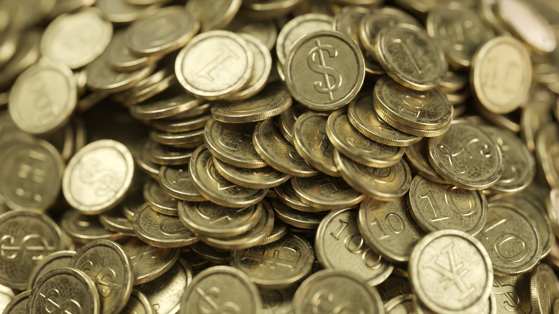 Old Gold Coin with 10 different PBR textures and 3 color Low-poly 3D model_4