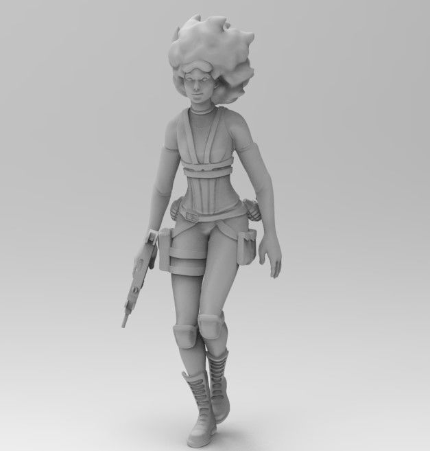 Afro hair agent 3D print model_2