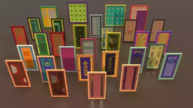 Low Poly Simple Door Set