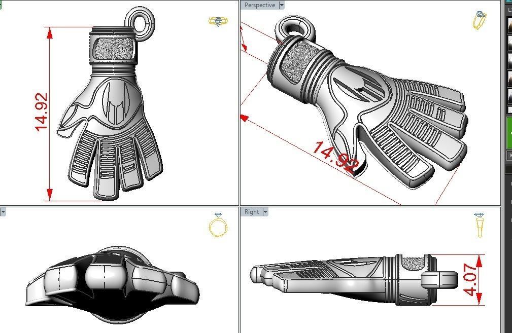 Goalkeeper Glove pendant 3D print model_2