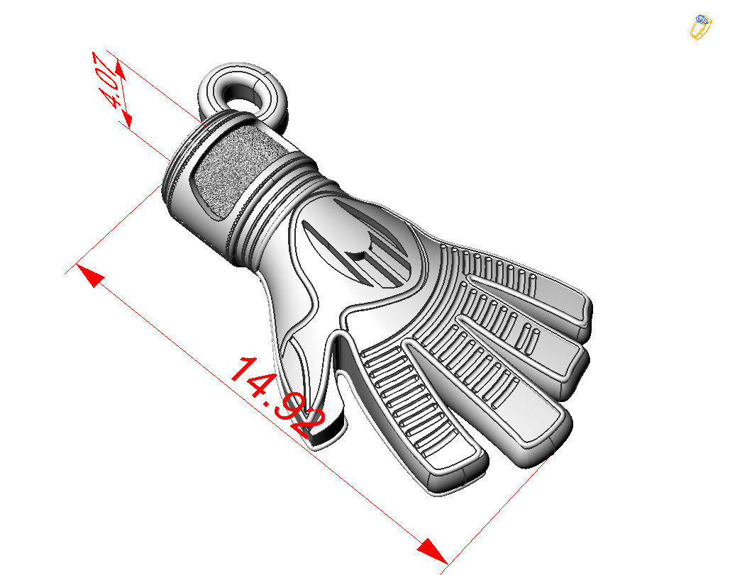 Goalkeeper Glove pendant 3D print model_4