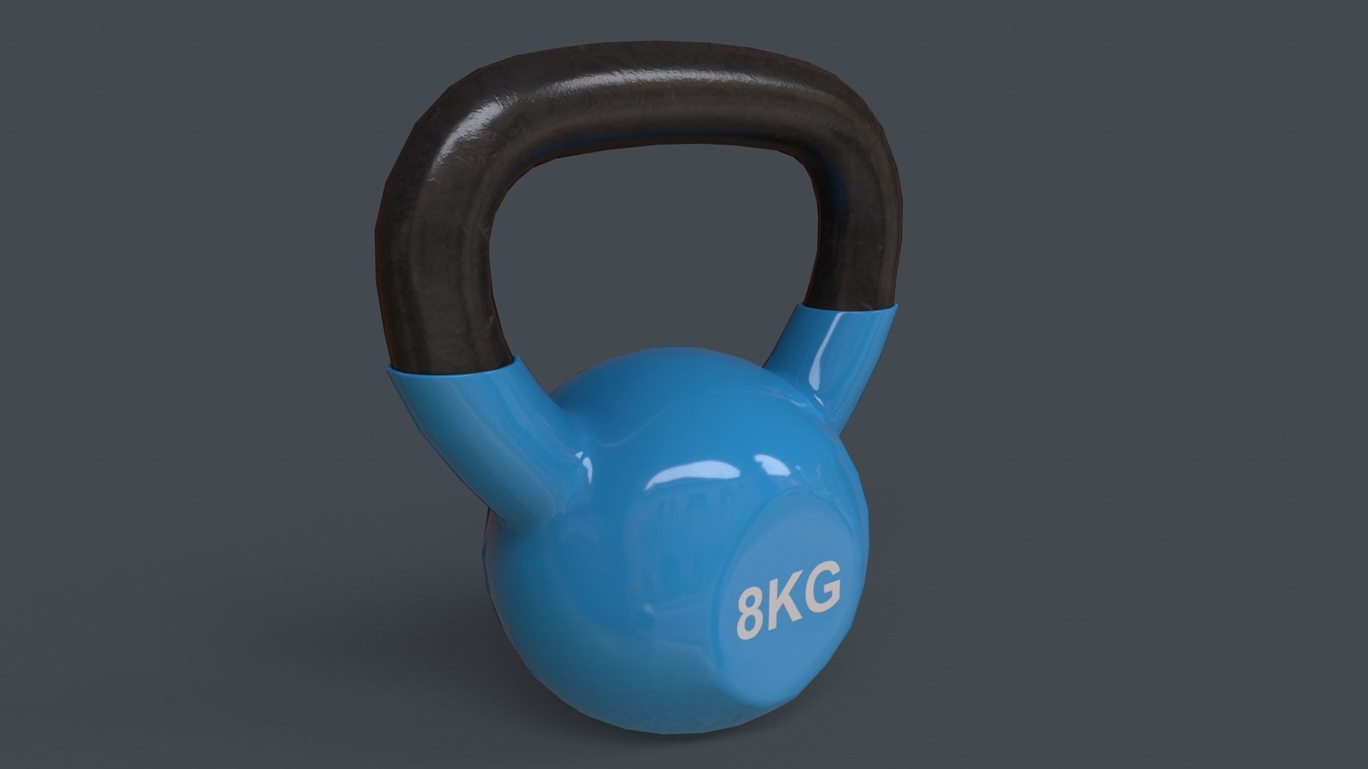 PBR 4-16KG Kettlebell V1 - Blue Light Low-poly 3D model_14