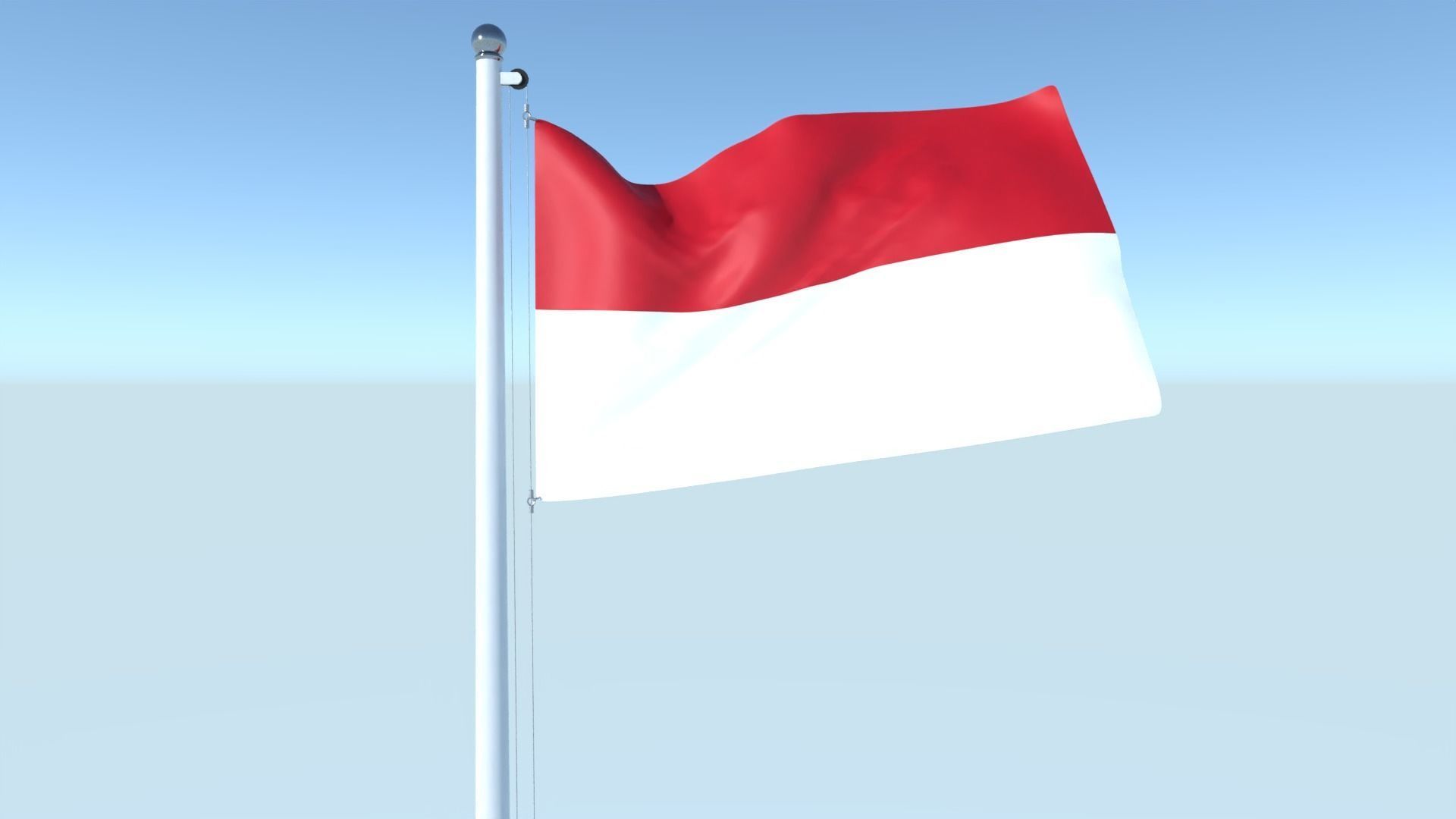 Animated Flag of Monaco Low-poly 3D model_3