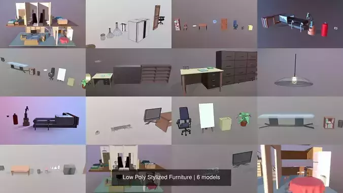 Low Poly Stylized Furniture 3D Model Collection