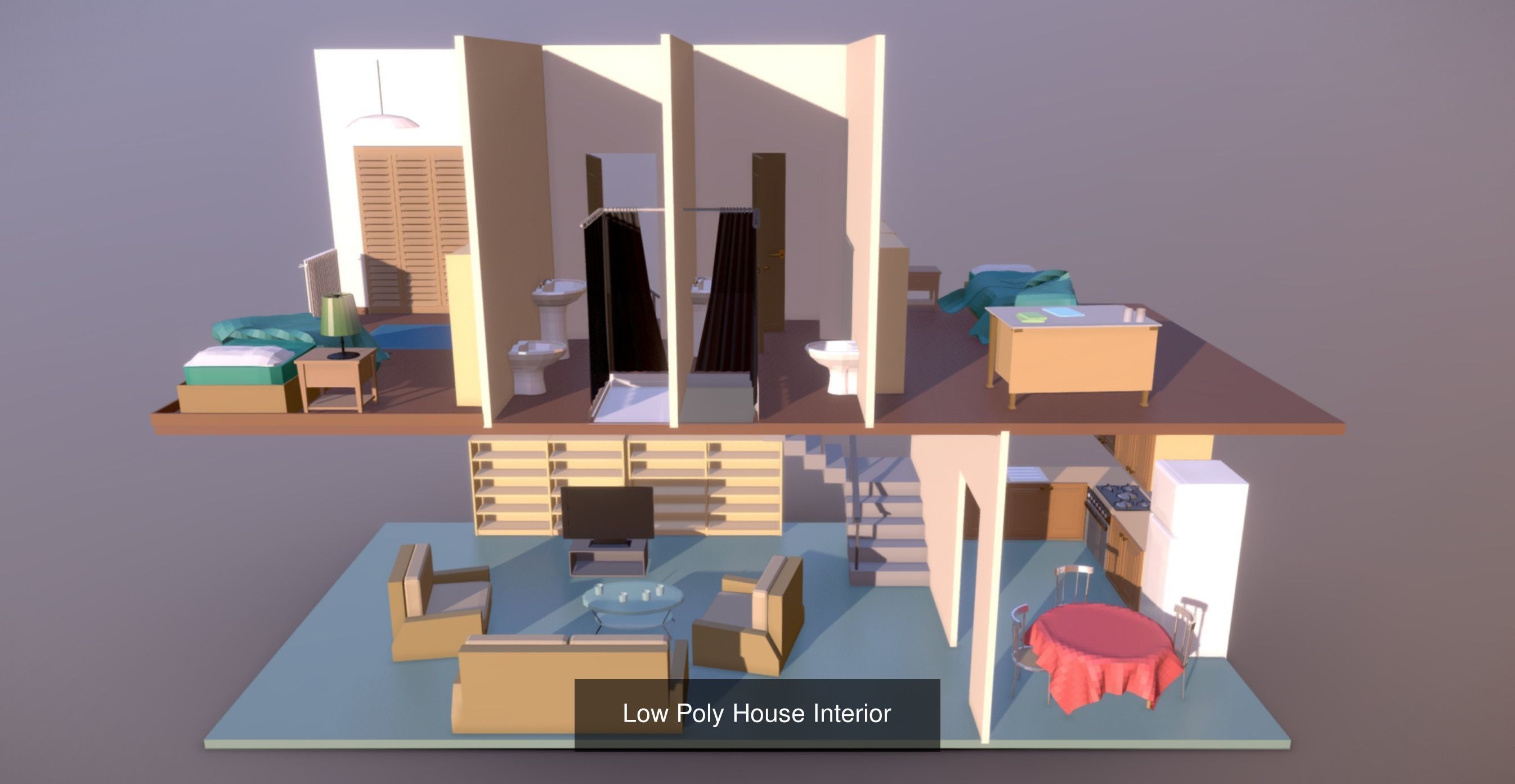 Low Poly Stylized Furniture 3D Model Collection_1