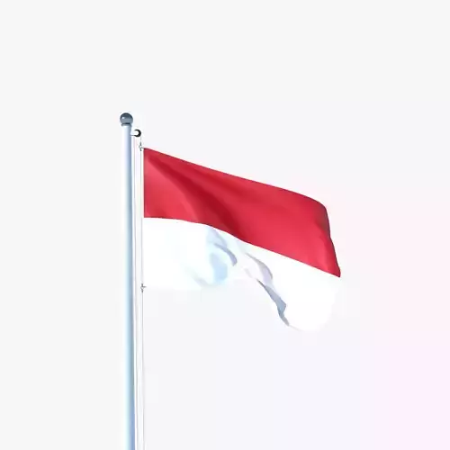 Animated Flag of Indonesia Low-poly 3D model