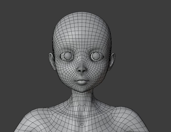 Stylized Girl Base Mesh Low-poly 3D model_5