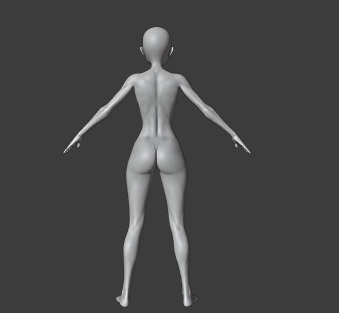 Stylized Girl Base Mesh Low-poly 3D model_12