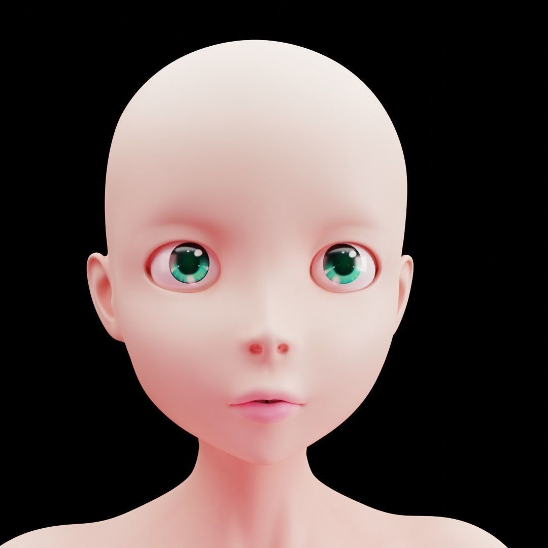 Stylized Girl Base Mesh Low-poly 3D model_8