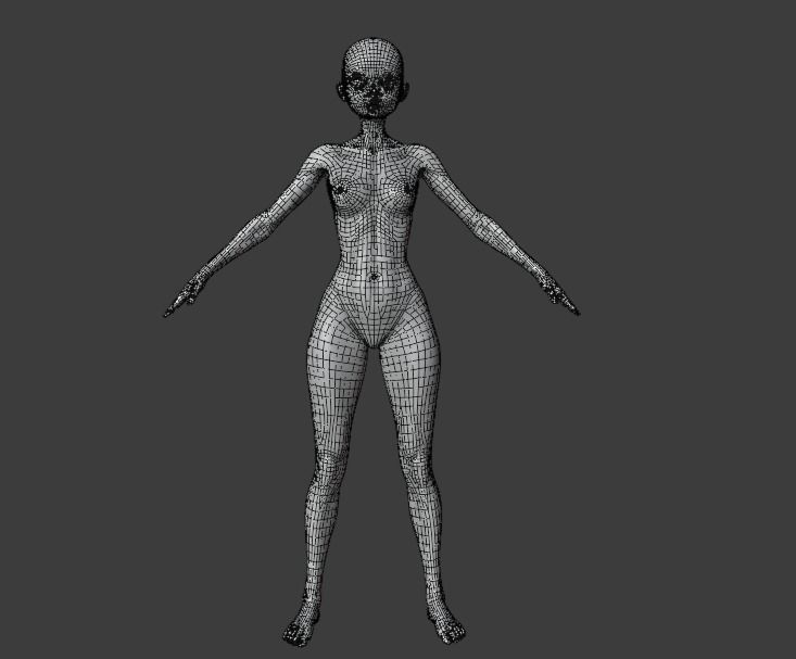 Stylized Girl Base Mesh Low-poly 3D model_11