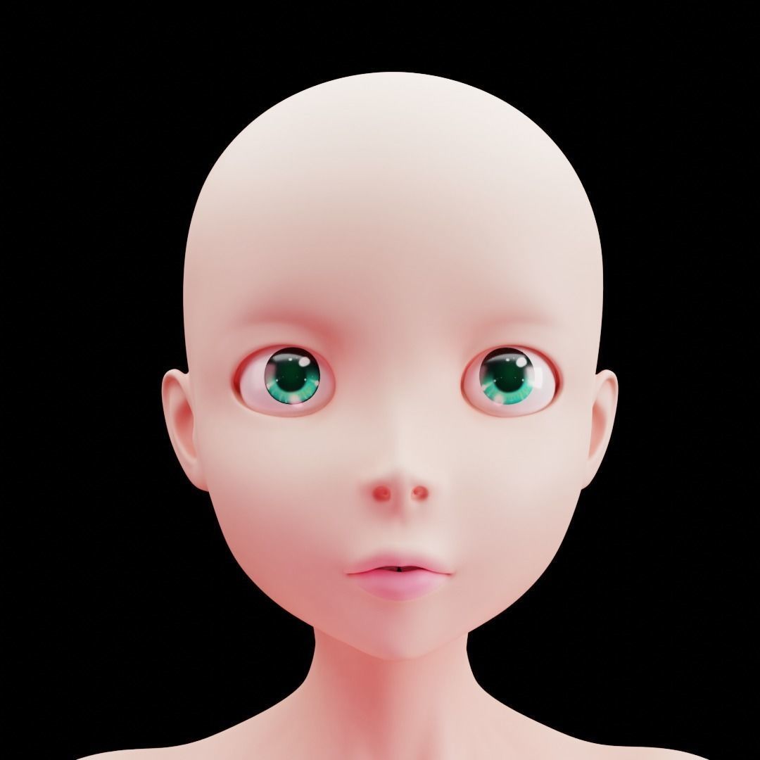 Stylized Girl Base Mesh Low-poly 3D model_7