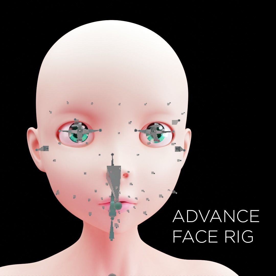 Stylized Girl Base Mesh Low-poly 3D model_4