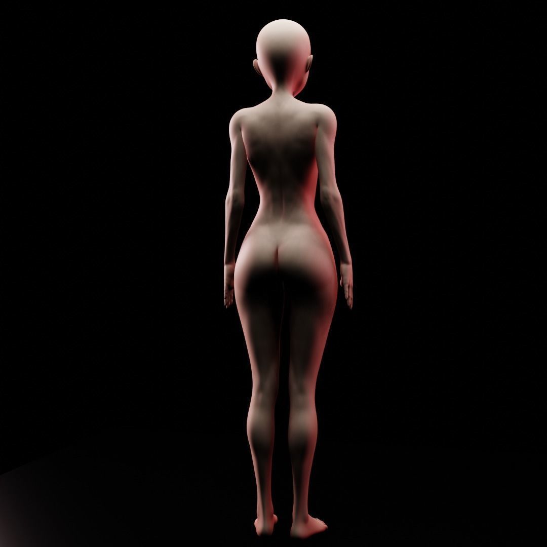 Stylized Girl Base Mesh Low-poly 3D model_9