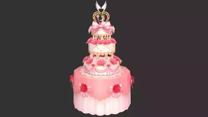 Cartoon wedding banquet - multi layer cake Low-poly 3D model